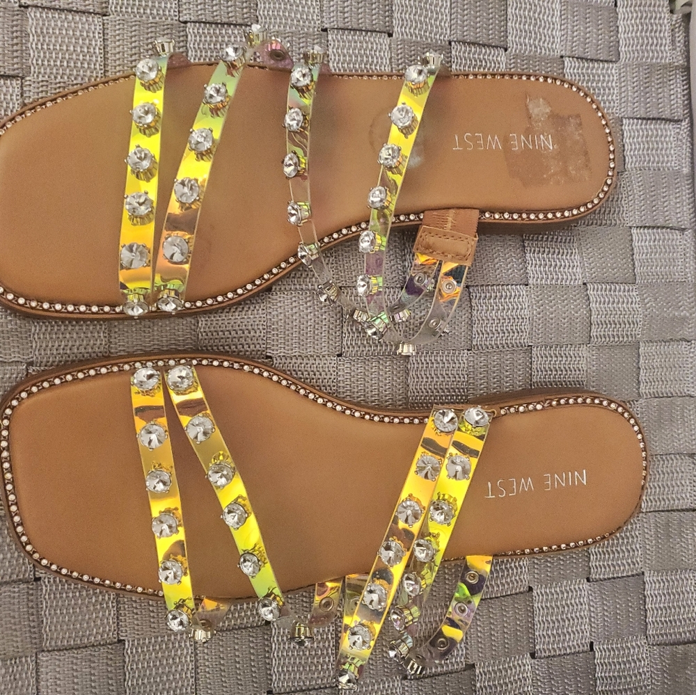 Brand new Nine West rhinestone strappy sandals.